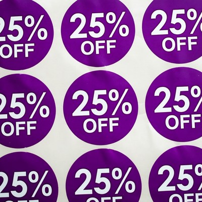Purple 25% Off Sale Stickers