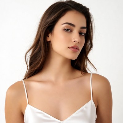 Beautiful woman in white slip dress