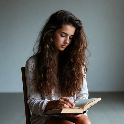 Young woman reading book