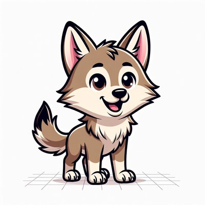 Cute cartoon wolf pup