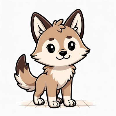 Cute cartoon fox standing