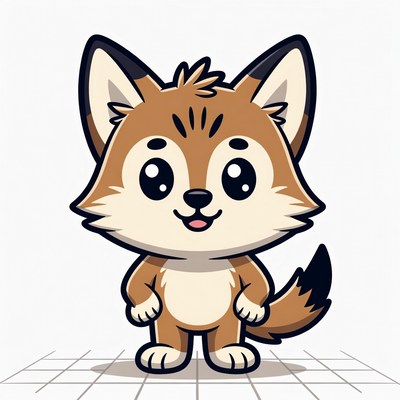 Cute cartoon fox standing