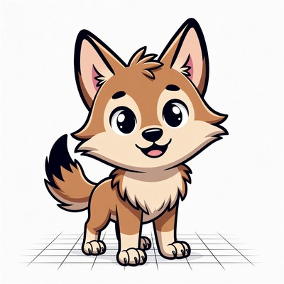 Cute cartoon fox pup