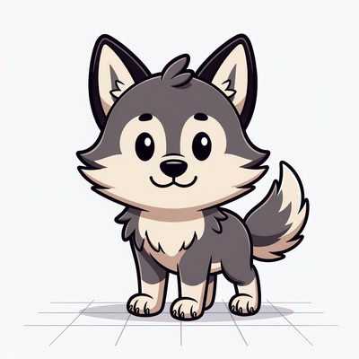 Cute cartoon wolf pup