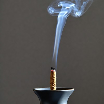 Burning Incense Stick with Smoke
