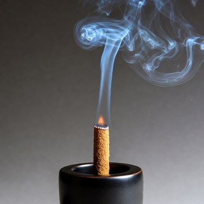 Burning Incense Stick in Black Holder