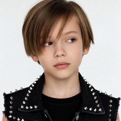Boy in studded leather vest