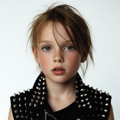 Girl in studded leather vest