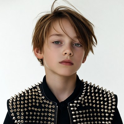 Boy in spiked leather jacket