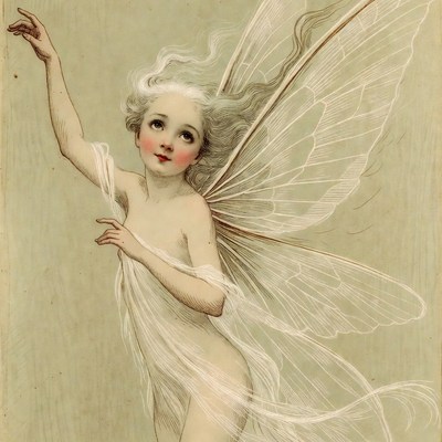 Nude fairy girl with wings