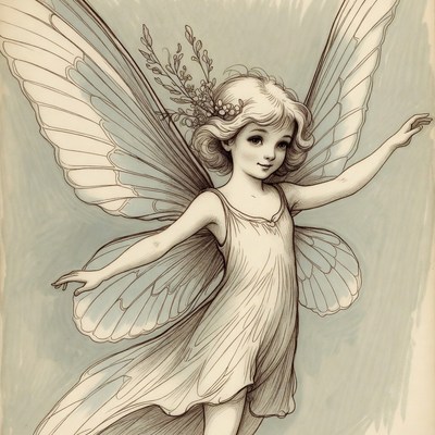 Fairy girl with wings illustration