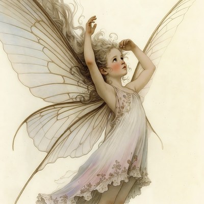 Blonde fairy girl with wings