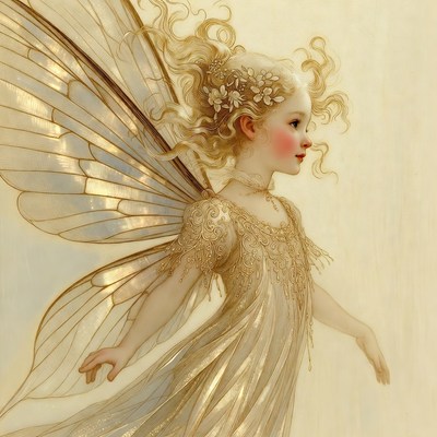Blonde fairy girl with wings