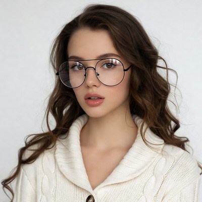 Woman with large glasses and sweater