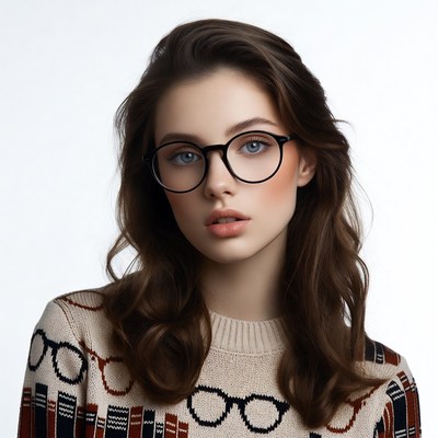 Woman wearing glasses and book sweater