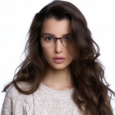Woman with glasses and wavy brown hair