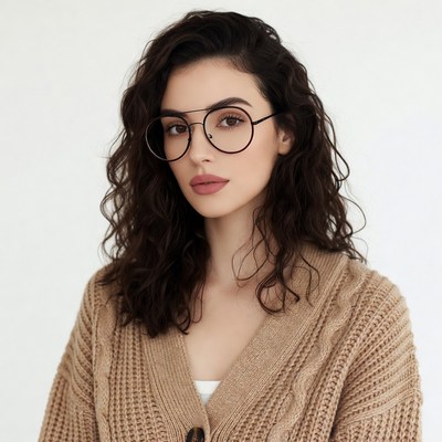 Woman with glasses and wavy hair