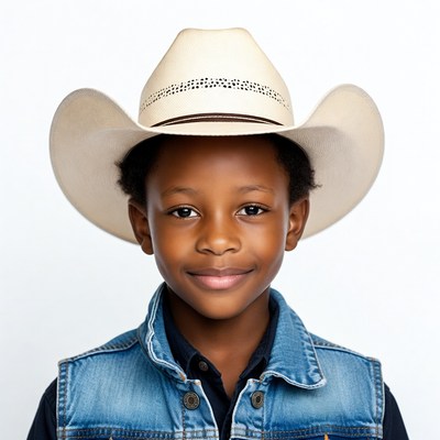 Black boy wearing cowboy hat