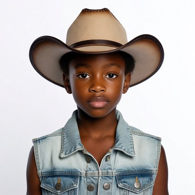 African-American boy in cowboy hat