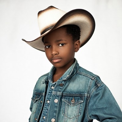African-American boy wearing cowboy hat