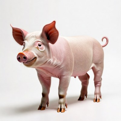 Cartoon pink pig standing