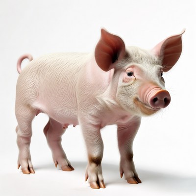 Cute pink pig standing