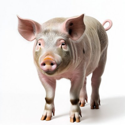 Pink pig on white background
