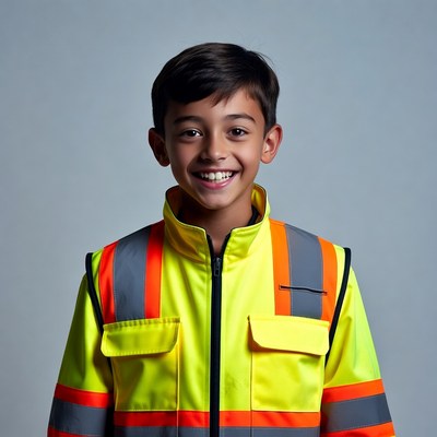 Boy in yellow safety vest