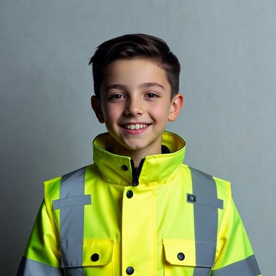 Boy in yellow hi-vis jacket