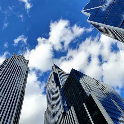 Skyscrapers Against Blue Sky