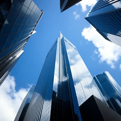 Tall Skyscrapers Against Blue Sky