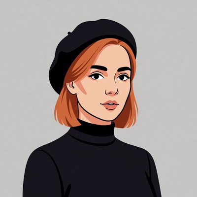 Redhead woman wearing black beret