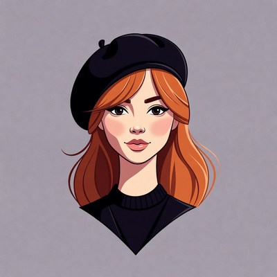 Woman with red hair and black beret
