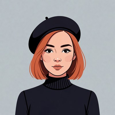 Asian woman wearing black beret