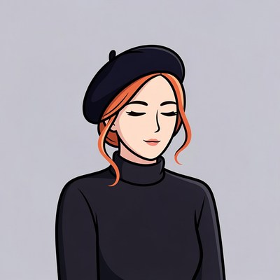 Woman with red hair and beret
