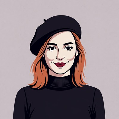 Woman wearing black beret