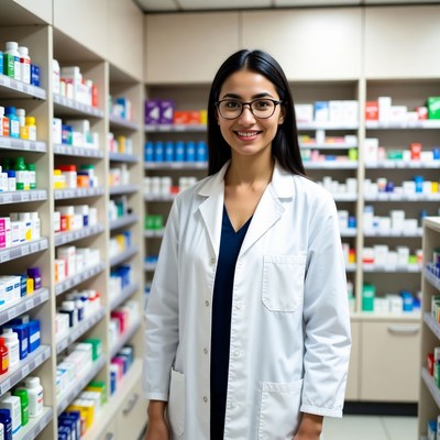 Asian woman pharmacist in store