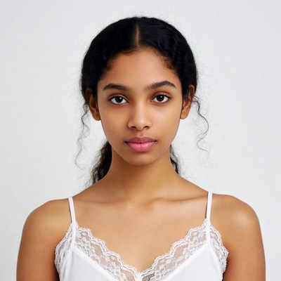 Young Black woman in lace camisole