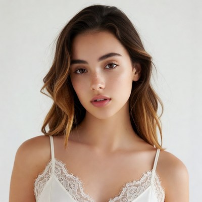 Young woman in lace camisole