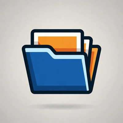 Open Blue Folder with Documents