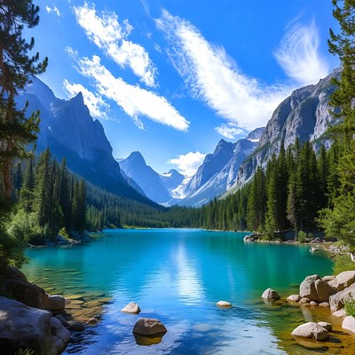 Turquoise Lake in Mountain Valley