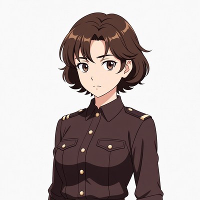 Anime woman in military uniform