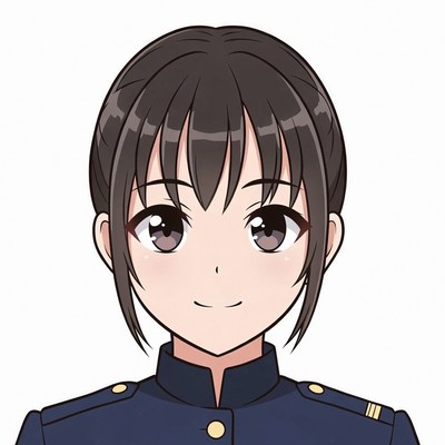 Anime girl in navy uniform smiling