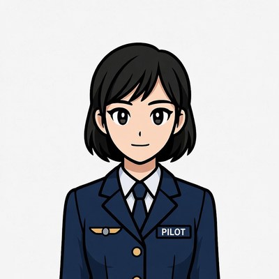 Asian female pilot illustration