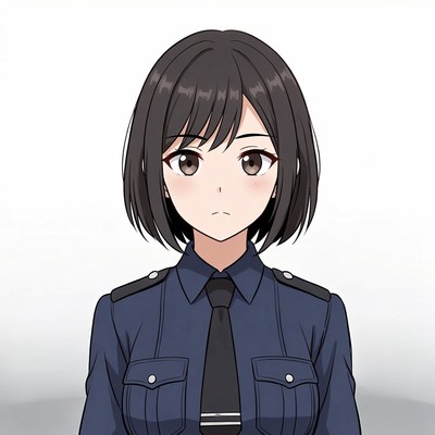 Anime girl in police uniform