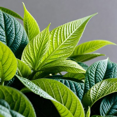 Vibrant Green Plant Leaves Closeup
