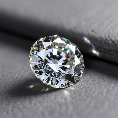 Sparkling Round Diamond on Gray Surface