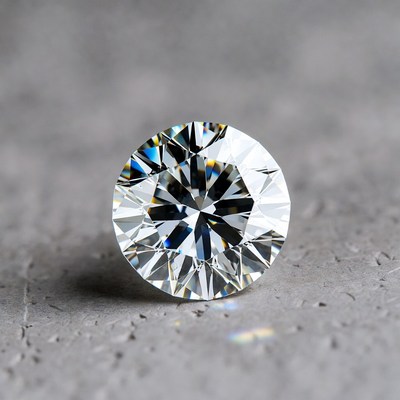 Sparkling Round Diamond on Gray Surface