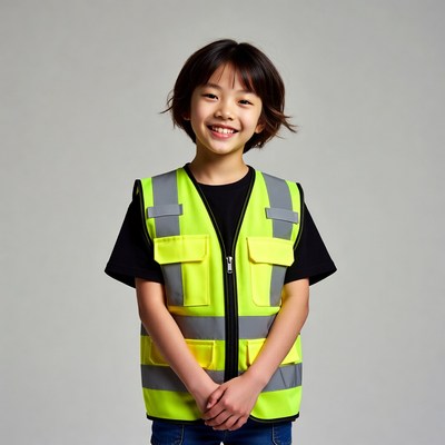 Asian girl in yellow safety vest