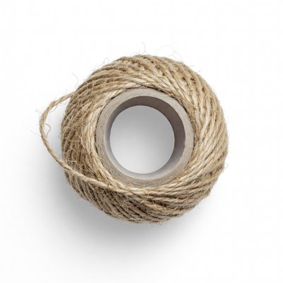 Coiled Jute Twine on White Background